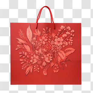 Red Paper Bag - Red Floral Gift Bag For Special Occasions Transparent PNG