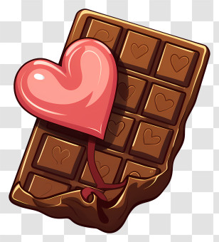 Chocolate - Heart-Shaped Lollipop With Chocolate Bar Transparent PNG
