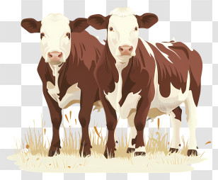 Hereford Cattle - Two Brown And White Cows Transparent PNG