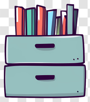 Filing Cabinets - Bookshelf With Colorful Books Transparent PNG