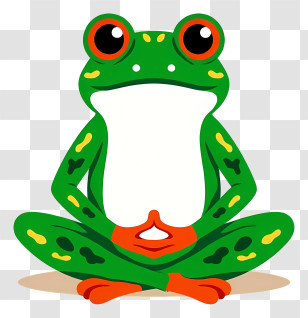Cartoon Frog - Meditating Green Frog Transparent PNG