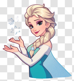 Frozen Elsa - Blonde Ice Queen With Snowflakes Transparent PNG