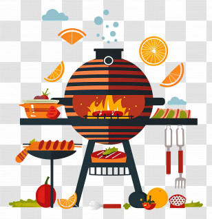 Bbq - Barbecue Grill With Food Transparent PNG