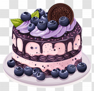 Blueberry Cake - Blueberry Cake With Cream And Oreo Transparent PNG