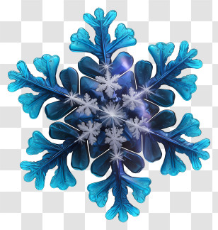 Snowflake Close Up - Detailed Blue Snowflake Transparent PNG