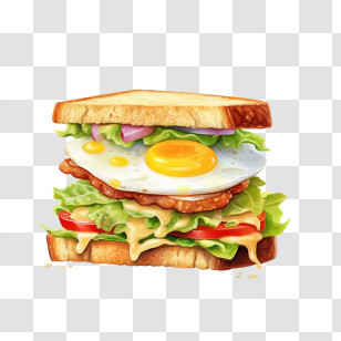 Sandwitch - Sandwich With Fried Egg And Fresh Ingredients Transparent PNG