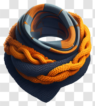 Wool Scarf Knit - Stylish Navy-orange Infinity Scarf Transparent PNG