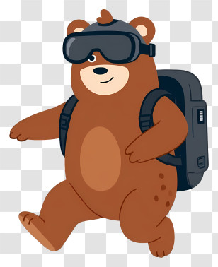 Brown Bear - Adventurous Bear With Backpack Transparent PNG
