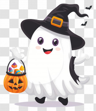 Halloween Ghost - Cute Ghost Dressed For Halloween Transparent PNG