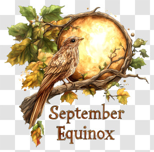September Equinox - September Equinox With Bird And Leaves Transparent PNG