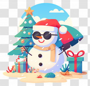 Beach Christmas Snowman - Festive Snowman At Beach With Holiday Cheer Transparent PNG
