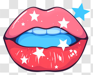 Cartoon Lips - Colorful Decorative Lips Transparent PNG