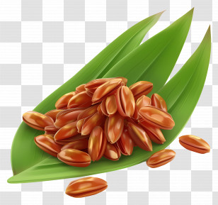 Brown Rice - Brown Rice On Green Leaves Transparent PNG