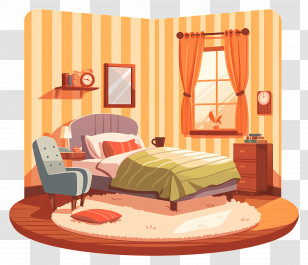 Bed Room - Cozy Bedroom Illustration Transparent PNG