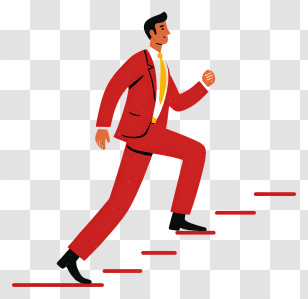 Climbing Stairs To Success - Businessman Climbing Stairs To Success Transparent PNG