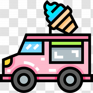 Food Truck - Pink Ice Cream Truck With Cone On Top Transparent PNG