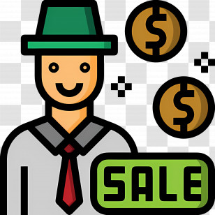 Salesperson - Cheerful Salesperson With Money Symbols Transparent PNG