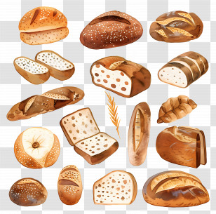 Bread - Variety Of Fresh Bread Loaves Transparent PNG