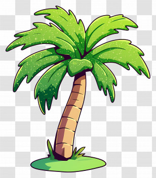 Palm Tree - Cartoon Palm Tree Illustration For Tropical Themes Transparent PNG