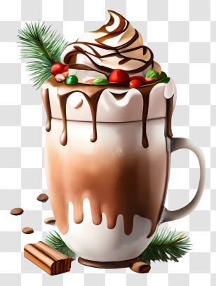Hot Chocolate - Delicious Hot Chocolate With Festive Garnish Transparent PNG