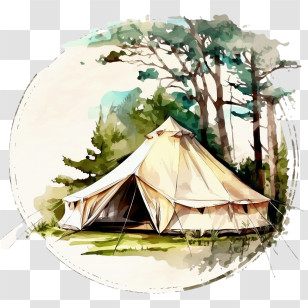 Watercolor Summer Camp
 - Outdoor Camping Tent Near Forest Transparent PNG