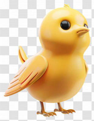 Yellow Bird - Cute Yellow Bird Cartoon In 3D Style Transparent PNG