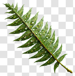 Fern Leaf - Leaf With Water Droplets Transparent PNG