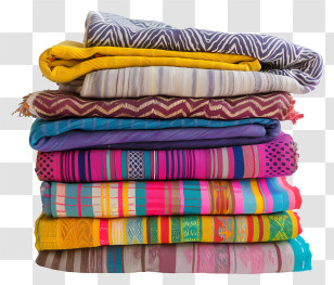 Towels - Stack Of Vibrantly Colored Fabrics Transparent PNG