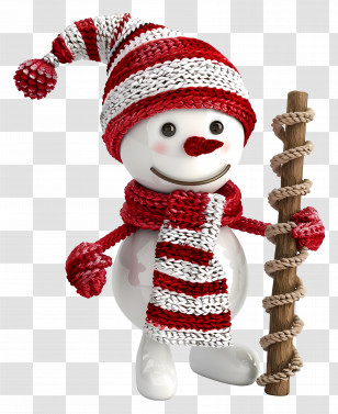 Christmas Stick Figure - Snowman With Red And White Scarf Transparent PNG