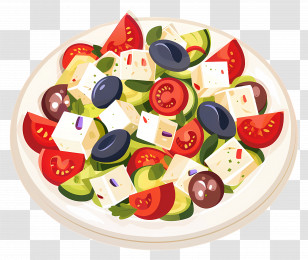 Greek Salad - Fresh Vegetable Salad With Olives And Feta Transparent PNG
