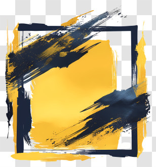 Golden Frame - Abstract Yellow And Navy Brush Stroke Frame Transparent PNG