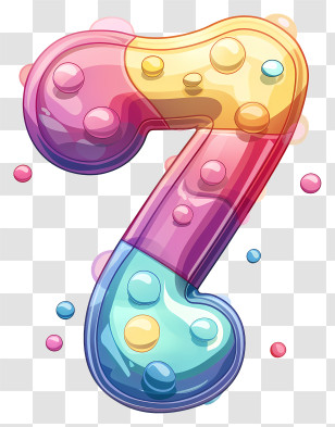 Number 7 - Colorful Number 7 With Bubbles Transparent PNG