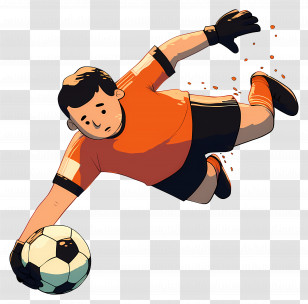 Asian Football Player - Soccer Goalkeeper Making A Save Transparent PNG