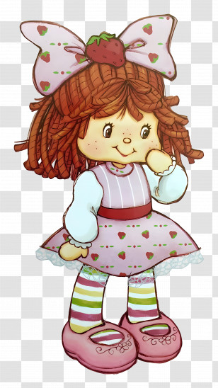 Strawberry Shortcake - Girl With Strawberry Dress And Bow Transparent PNG