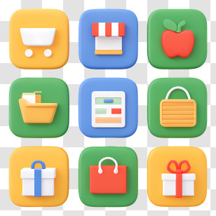 Online Shopping Icon - Colorful Shopping App Icon Set Transparent PNG