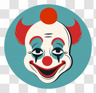 Clown Head - Circus Clown Face Art In Classic Design Transparent PNG