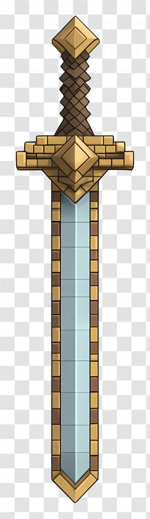 Minecraft - Pixelated Sword With Golden Hilt Transparent PNG