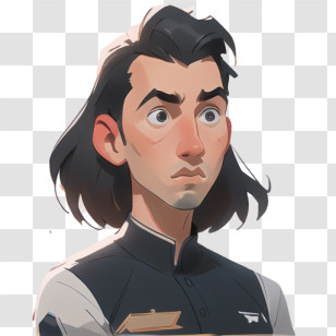 Portrait - Man With Long Hair Portrait Transparent PNG