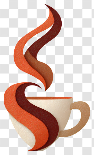 Teacup Logo - Stylized Orange Steaming Coffee Cup Transparent PNG