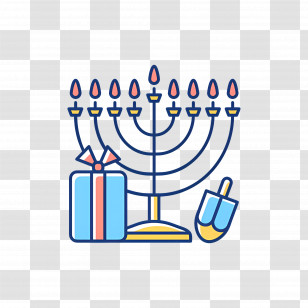 Hanukkah Menorah - Menorah With Candles And Gift Transparent PNG