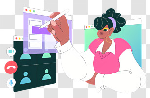 Web - Woman Drawing On Computer Screen Illustration Transparent PNG