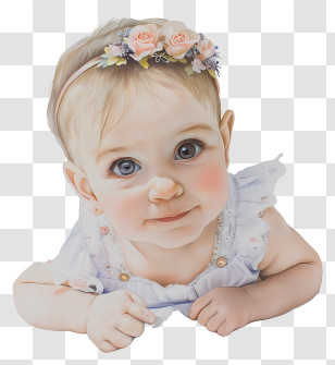 Baby Girl - Baby With Cute Floral Headband Transparent PNG