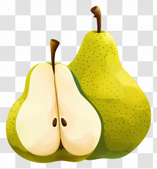 Watercolor Pear Fruit - Fresh Green Pears Transparent PNG