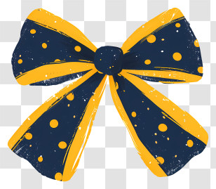 Bow - Polka Dot Decorative Bow In Navy And Yellow Transparent PNG