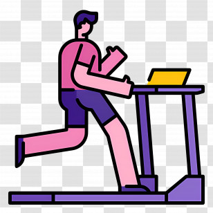 Running Treadmill - Person Running On Treadmill In Minimal Illustration Transparent PNG