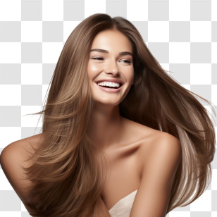 Brazilian Blowout Day - Smiling Woman With Long Hair Transparent PNG