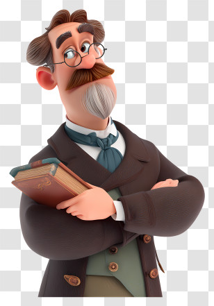 Cartoon Professor - Cartoon Professor Holding A Book Transparent PNG
