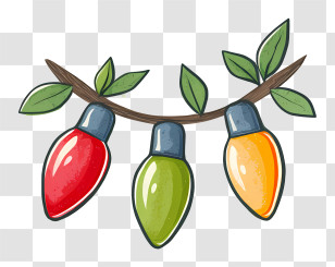 Christmas Light Logo - Colorful Christmas Lights On Branch Transparent PNG