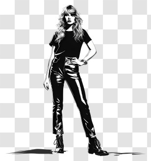 Taylor Swift Silhouette - Black And White Fashion Illustration Of A Woman Transparent PNG
