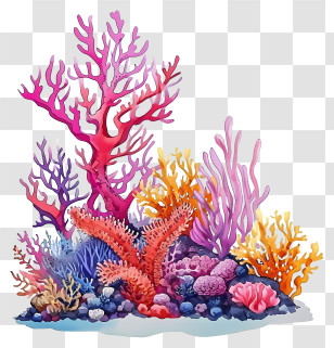 Watercolor Coral Reef - Colorful Coral Reef Artwork Transparent PNG